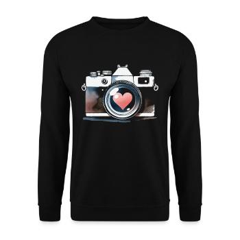 Photographer Photography Photographer Camera Heart - Unisex Sweatshirt - black - Front - Alina (178cm) & Michal (187cm)