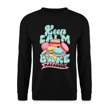 Macaron Patissier Keep Calm & Bake Macarons - Unisex Pullover - Schwarz - Vorne - Alina (178cm) & Michal (187cm)