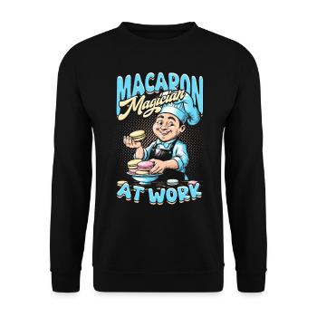 Macaron Magican At Work Macaron Baker Patissier - Unisex Sweatshirt - black - Front - Alina (178cm) & Michal (187cm)