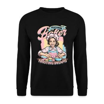 Macaron Macaron Boulanger Pâtissier - Sweat-shirt Unisexe - noir - Devant - Alina (178cm) & Michal (187cm)