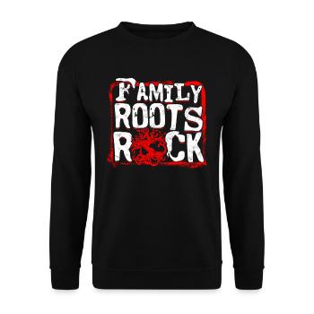 Ahnenforscher Ahnenforschung Family Roots Rocks - Unisex Pullover - Schwarz - Vorne - Alina (178cm) & Michal (187cm)
