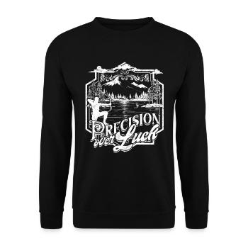 Bogenfischer Bogenfischen Precision Over Luck - Unisex Pullover - Schwarz - Vorne - Alina (178cm) & Michal (187cm)