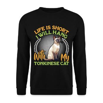 Chat tonkinois - Sweat-shirt Unisexe - noir - Devant - Alina (178cm) & Michal (187cm)