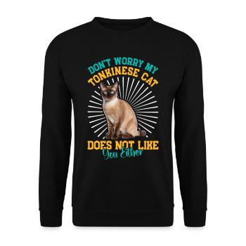 Tonkinese Kat Kæledyr - Unisex sweater - sort - Foran - Alina (178cm) & Michal (187cm)