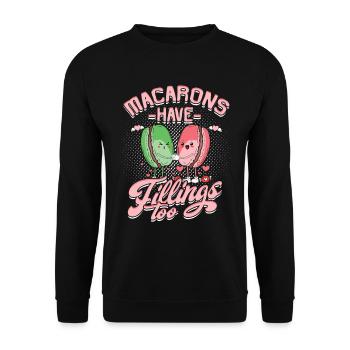 Macaron Macarons Have Fillings Too - Unisex Pullover - Schwarz - Vorne - Alina (178cm) & Michal (187cm)