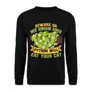 Green Tree Python - Unisex Sweatshirt - black - Front - Alina (178cm) & Michal (187cm)