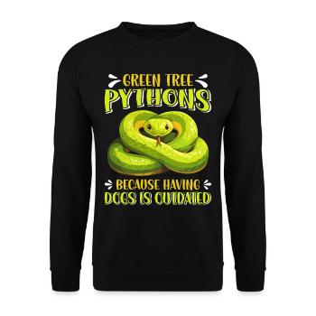 Green Tree Python - Unisex Sweatshirt - black - Front - Alina (178cm) & Michal (187cm)