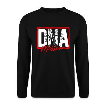 Ahnenforscher Genealogie DNA On A Mission - Unisex Pullover - Schwarz - Vorne - Alina (178cm) & Michal (187cm)
