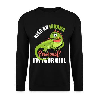 Iguana lustiger Spruch - Unisex Pullover - Schwarz - Vorne - Alina (178cm) & Michal (187cm)