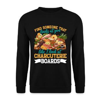 Planche de charcuterie amusante - Sweat-shirt Unisexe - noir - Devant - Alina (178cm) & Michal (187cm)