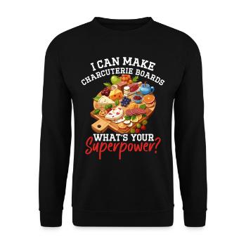 Planche de charcuterie amusante - Sweat-shirt Unisexe - noir - Devant - Alina (178cm) & Michal (187cm)