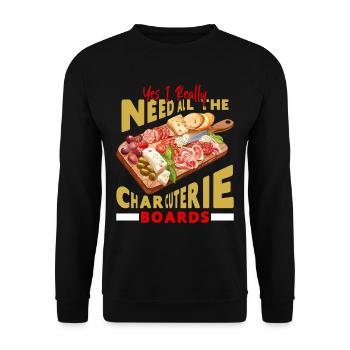 Planche de charcuterie amusante - Sweat-shirt Unisexe - noir - Devant - Alina (178cm) & Michal (187cm)