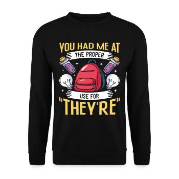 Funny English School Teacher - Unisex Pullover - Schwarz - Vorne - Alina (178cm) & Michal (187cm)