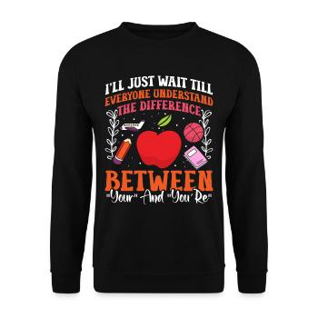 Funny English School Teacher - Unisex Pullover - Schwarz - Vorne - Alina (178cm) & Michal (187cm)