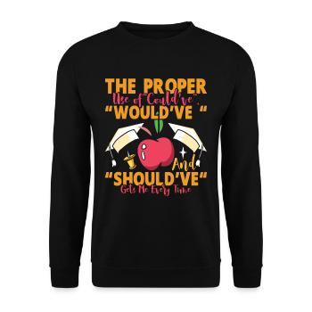 Funny English School Teacher - Unisex Pullover - Schwarz - Vorne - Alina (178cm) & Michal (187cm)