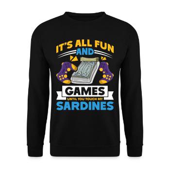 Sardines, Pêche, Poisson - Sweat-shirt Unisexe - noir - Devant - Alina (178cm) & Michal (187cm)