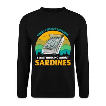 Sardines, Pêche, Poisson - Sweat-shirt Unisexe - noir - Devant - Alina (178cm) & Michal (187cm)