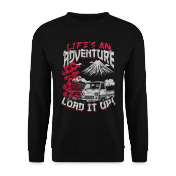 Kei Truck La vie est une aventure Chargez-le - Sweat-shirt Unisexe - noir - Devant - Alina (178cm) & Michal (187cm)