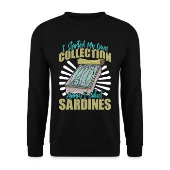 Sardines, Pêche, Poisson - Sweat-shirt Unisexe - noir - Devant - Alina (178cm) & Michal (187cm)