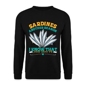Sardines, Pêche, Poisson - Sweat-shirt Unisexe - noir - Devant - Alina (178cm) & Michal (187cm)