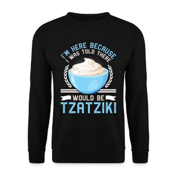 Griechische Brot Zwiebeln Pita Tomaten Tzatziki - Unisex Pullover - Schwarz - Vorne - Alina (178cm) & Michal (187cm)