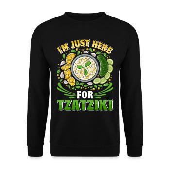 Griechische Brot Zwiebeln Pita Tomaten Tzatziki - Unisex Pullover - Schwarz - Vorne - Alina (178cm) & Michal (187cm)