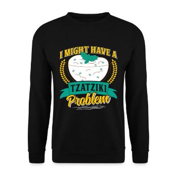 Griechische Brot Zwiebeln Pita Tomaten Tzatziki - Unisex Pullover - Schwarz - Vorne - Alina (178cm) & Michal (187cm)