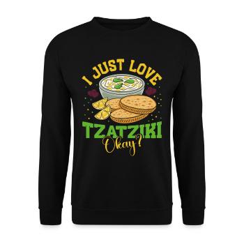 Griechische Brot Zwiebeln Pita Tomaten Tzatziki - Unisex Pullover - Schwarz - Vorne - Alina (178cm) & Michal (187cm)