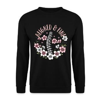 Chiropractor Physical Therapist Aligned & Fine - Unisex Sweatshirt - black - Front - Alina (178cm) & Michal (187cm)