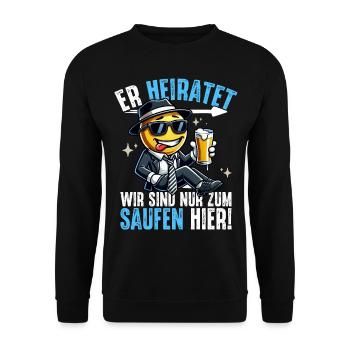 JGA Männer T-Shirt Junggesellenabschied Poltern - Unisex Pullover - Schwarz - Vorne - Alina (178cm) & Michal (187cm)