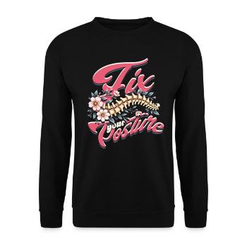 Chiropractor Physical Therapist Fix Your Posture - Unisex Sweatshirt - black - Front - Alina (178cm) & Michal (187cm)