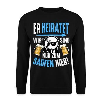 JGA T-Shirt Männer Junggesellenabschied Shirt JGA - Unisex Pullover - Schwarz - Vorne - Alina (178cm) & Michal (187cm)