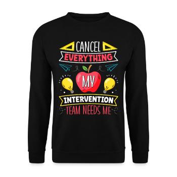 Enseignant d’intervention, Spécialiste de l’intervention - Sweat-shirt Unisexe - noir - Devant - Alina (178cm) & Michal (187cm)