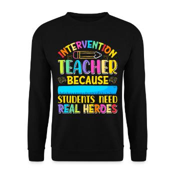 Enseignant d’intervention, Spécialiste de l’intervention - Sweat-shirt Unisexe - noir - Devant - Alina (178cm) & Michal (187cm)