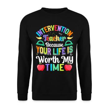 Enseignant d’intervention, Spécialiste de l’intervention - Sweat-shirt Unisexe - noir - Devant - Alina (178cm) & Michal (187cm)