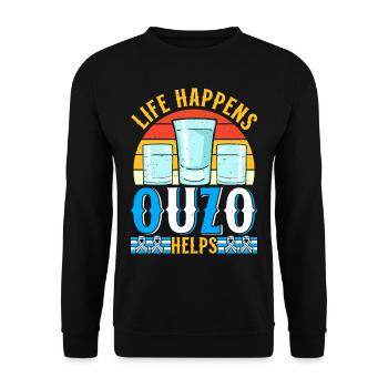 Griechenland Ouzo - Unisex Pullover - Schwarz - Vorne - Alina (178cm) & Michal (187cm)