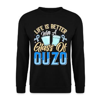 Griechenland Ouzo - Unisex Pullover - Schwarz - Vorne - Alina (178cm) & Michal (187cm)