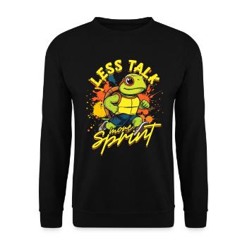 Sprint Sprint Moins parler Plus Sprint - Sweat-shirt Unisexe - noir - Devant - Alina (178cm) & Michal (187cm)
