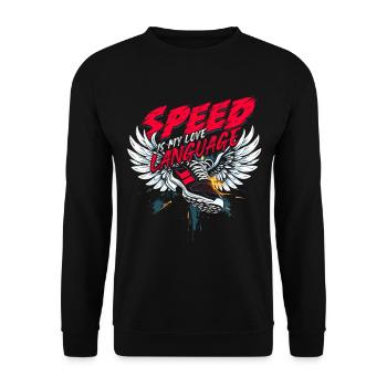 Sprint Speed Is my Love Language - Unisex Pullover - Schwarz - Vorne - Alina (178cm) & Michal (187cm)