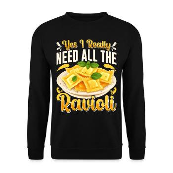 Hands off my ravioli motif - Unisex Sweatshirt - black - Front - Alina (178cm) & Michal (187cm)
