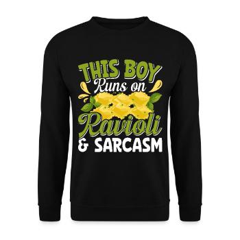 Hands off my ravioli motif - Unisex Sweatshirt - black - Front - Alina (178cm) & Michal (187cm)