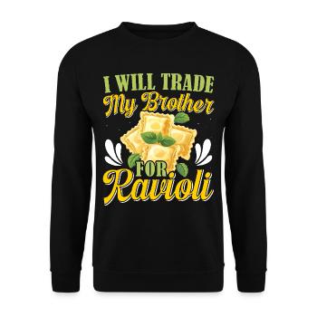 Hands off my ravioli motif - Unisex Sweatshirt - black - Front - Alina (178cm) & Michal (187cm)