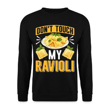 Hands off my ravioli motif - Unisex Sweatshirt - black - Front - Alina (178cm) & Michal (187cm)