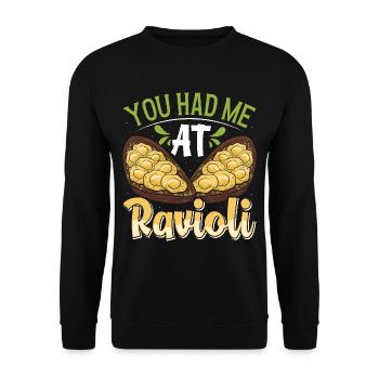 Hands off my ravioli motif - Unisex Sweatshirt - black - Front - Alina (178cm) & Michal (187cm)