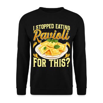 Hands off my ravioli motif - Unisex Sweatshirt - black - Front - Alina (178cm) & Michal (187cm)