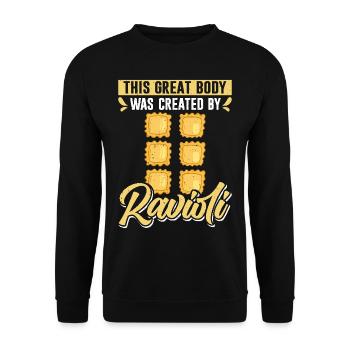 Hands off my ravioli motif - Unisex Sweatshirt - black - Front - Alina (178cm) & Michal (187cm)