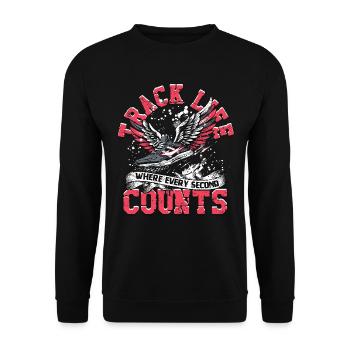 Athlétisme Piste La vie où chaque seconde - Sweat-shirt Unisexe - noir - Devant - Alina (178cm) & Michal (187cm)