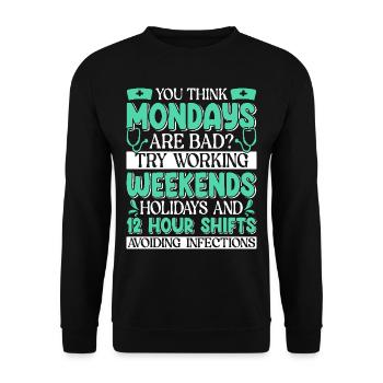Caregiver Infection Control - Unisex Sweatshirt - black - Front - Alina (178cm) & Michal (187cm)