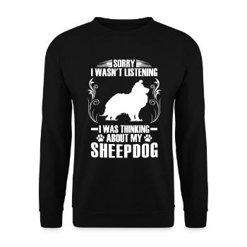 Thinking of Shetland Sheepdog British Sheltie - Unisex Sweatshirt - black - Front - Alina (178cm) & Michal (187cm)