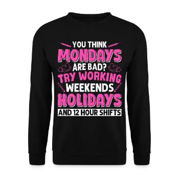 Caregiver Infection Control - Unisex Sweatshirt - black - Front - Alina (178cm) & Michal (187cm)